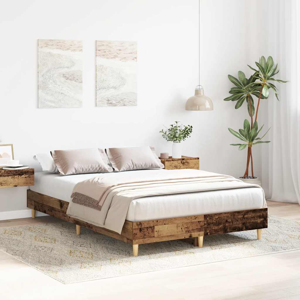 Bed frame without mattress old wood look 120x190cm wood material