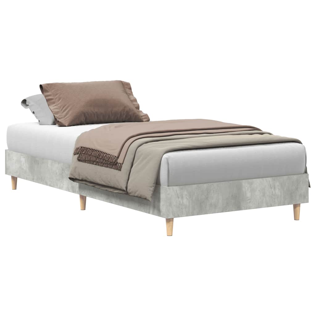 Bed frame without mattress concrete grey 90x190 cm wood material