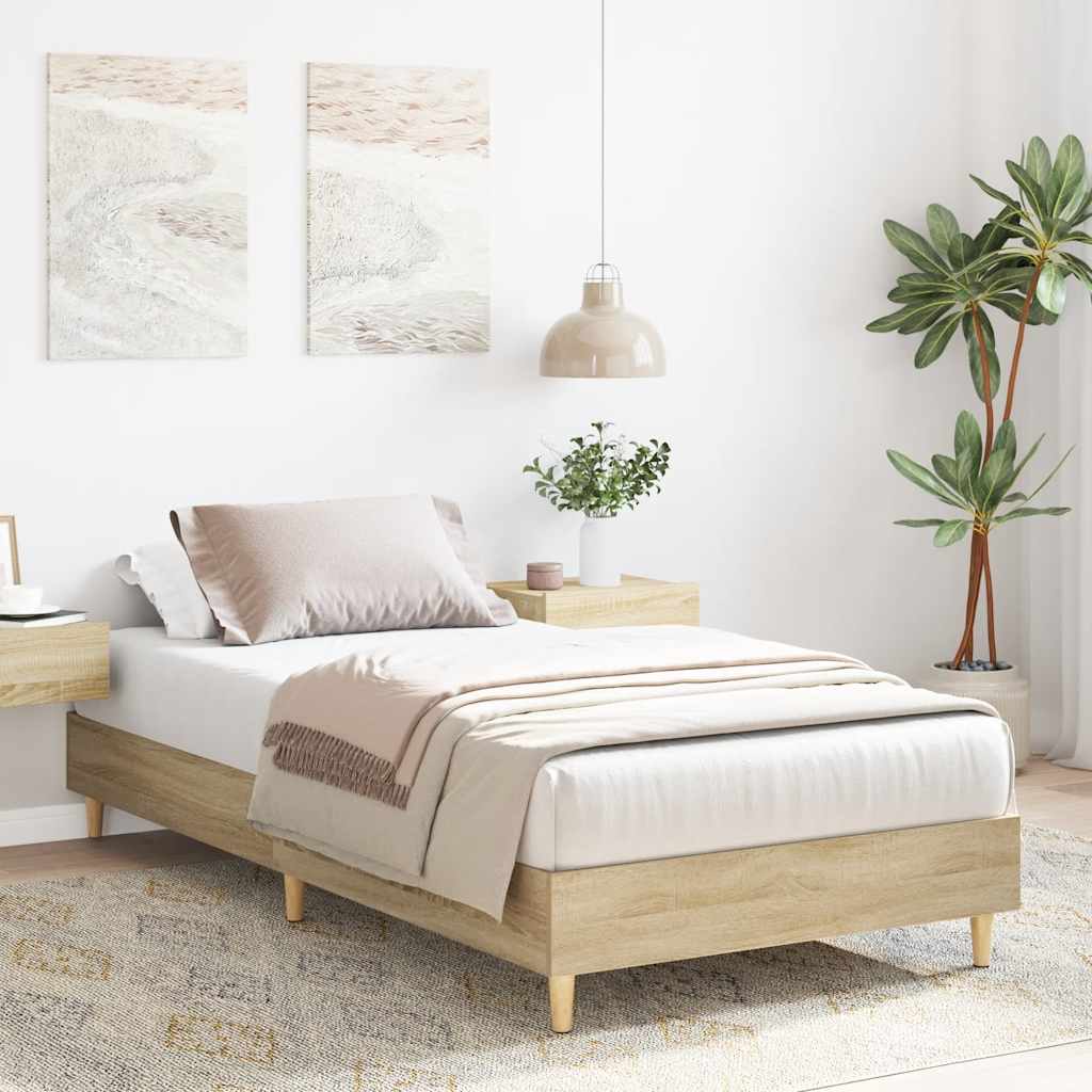 Bed frame without mattress Sonoma oak 75x190 cm wood material