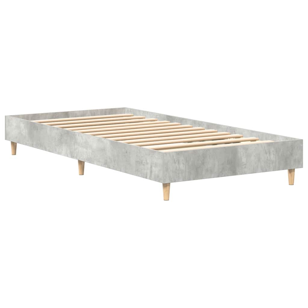 Bed frame without mattress concrete grey 75x190 cm wood material