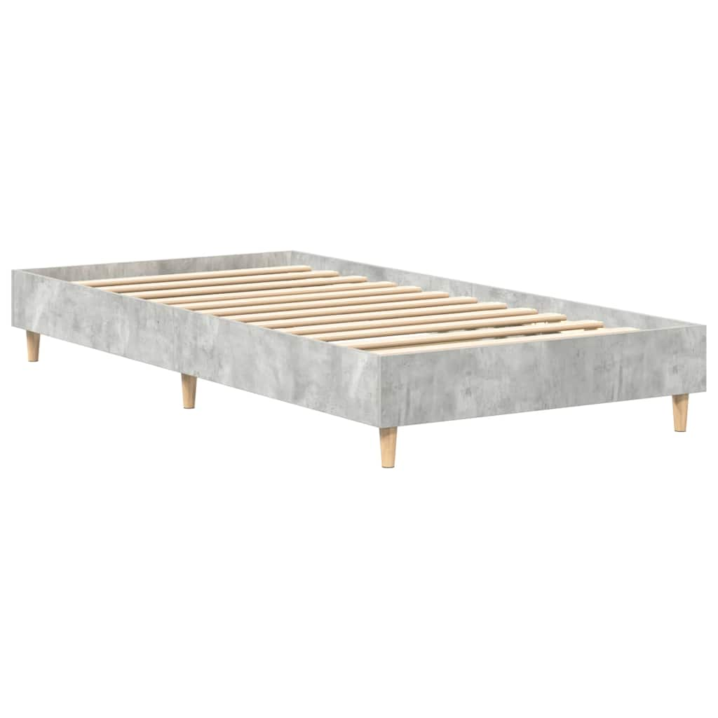 Bed frame without mattress concrete grey 75x190 cm wood material