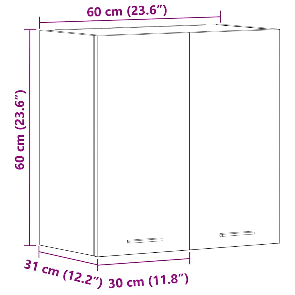 Kitchen wall cabinet old wood look 60x31x60 cm wood material