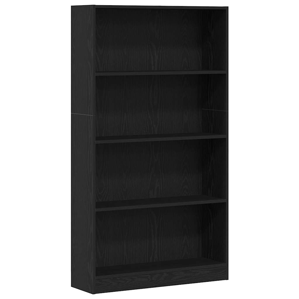 Bücherregal 4 Fächer Schwarz Eichen-Optik 80x24x143 cm