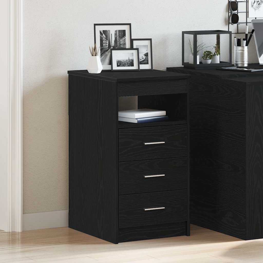 Drawer Cabinet Black Oak Look 40x50x76cm Wood Material