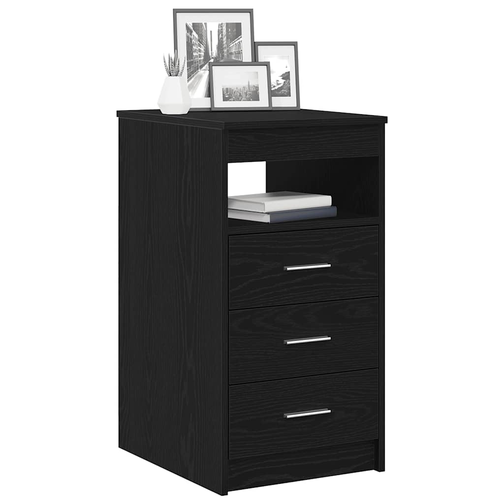 Drawer Cabinet Black Oak Look 40x50x76cm Wood Material