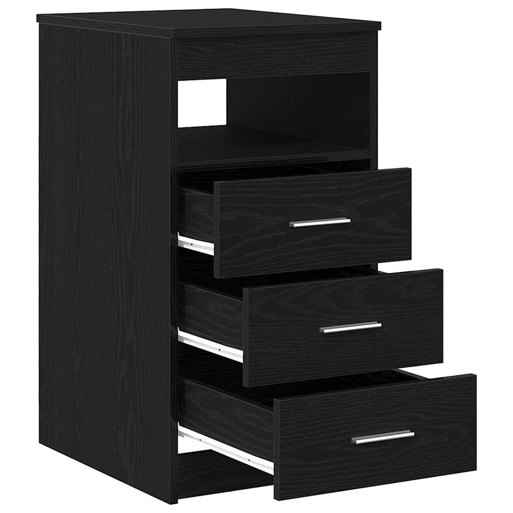 Drawer Cabinet Black Oak Look 40x50x76cm Wood Material