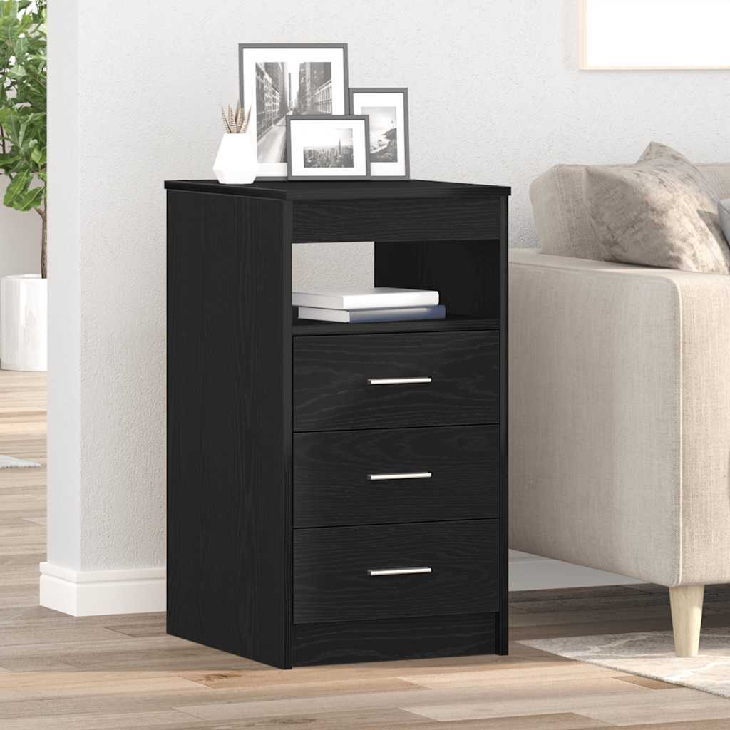 Drawer Cabinet Black Oak Look 40x50x76cm Wood Material