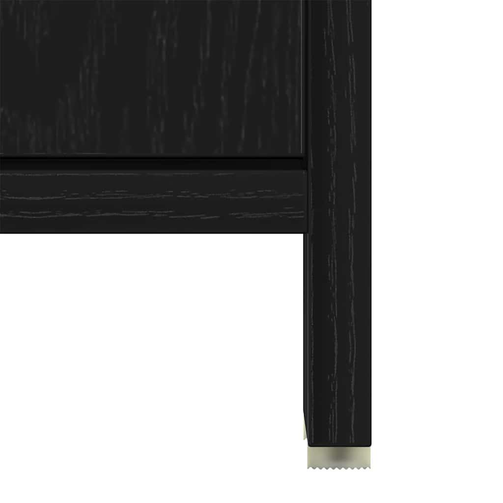 Bathroom Cabinet with Mirror Black Oak Look Wood Material