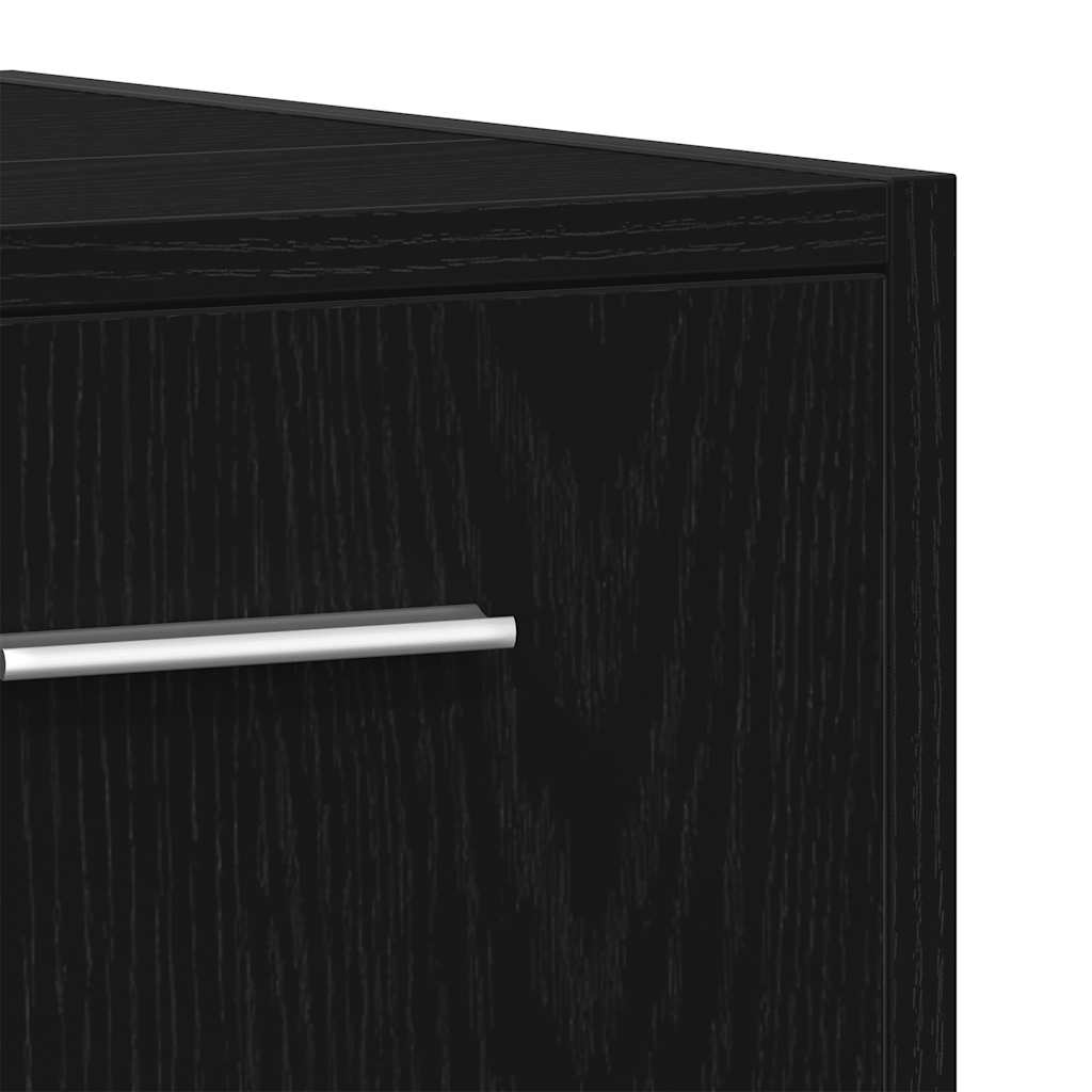 Bathroom Cabinet with Mirror Black Oak Look Wood Material