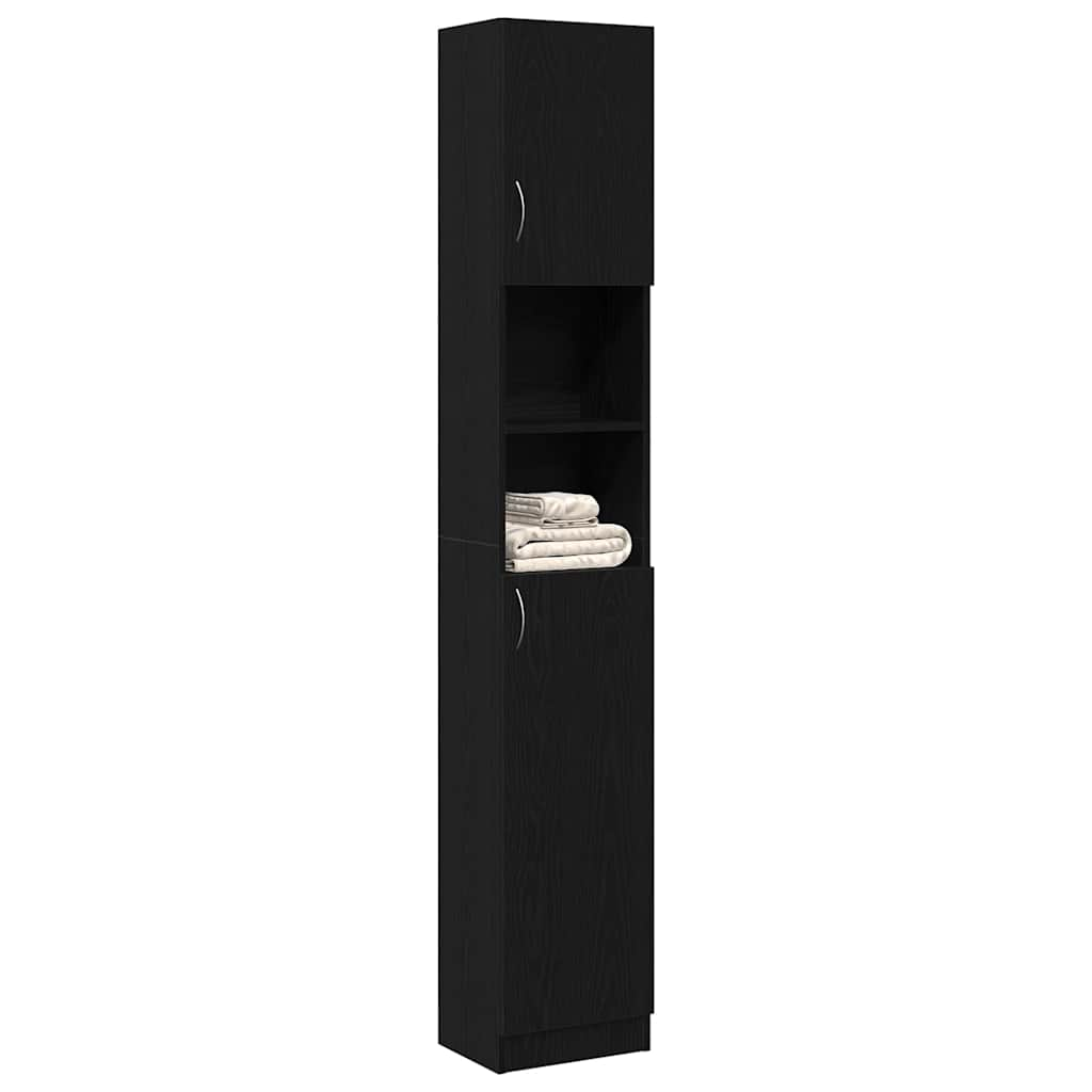 Bathroom Cabinet Black Oak Look 32x25.5x190 cm Wood Material