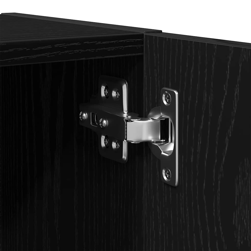 Bathroom Cabinet Black Oak Look 32x25.5x190 cm Wood Material