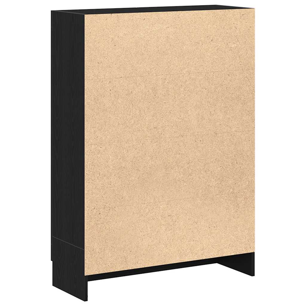 Bücherschrank Schwarz Eichen-Optik 82,5x30,5x115 cm