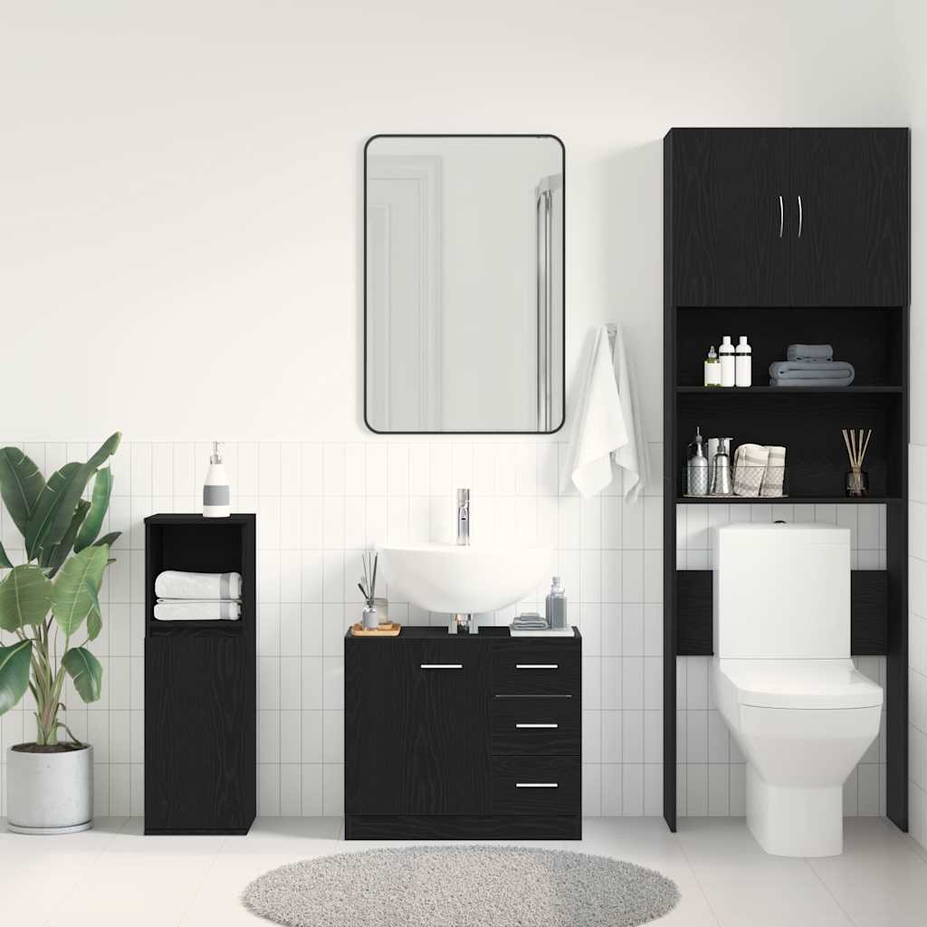 Washbasin Cabinet Black Oak Look 63x30x54 cm