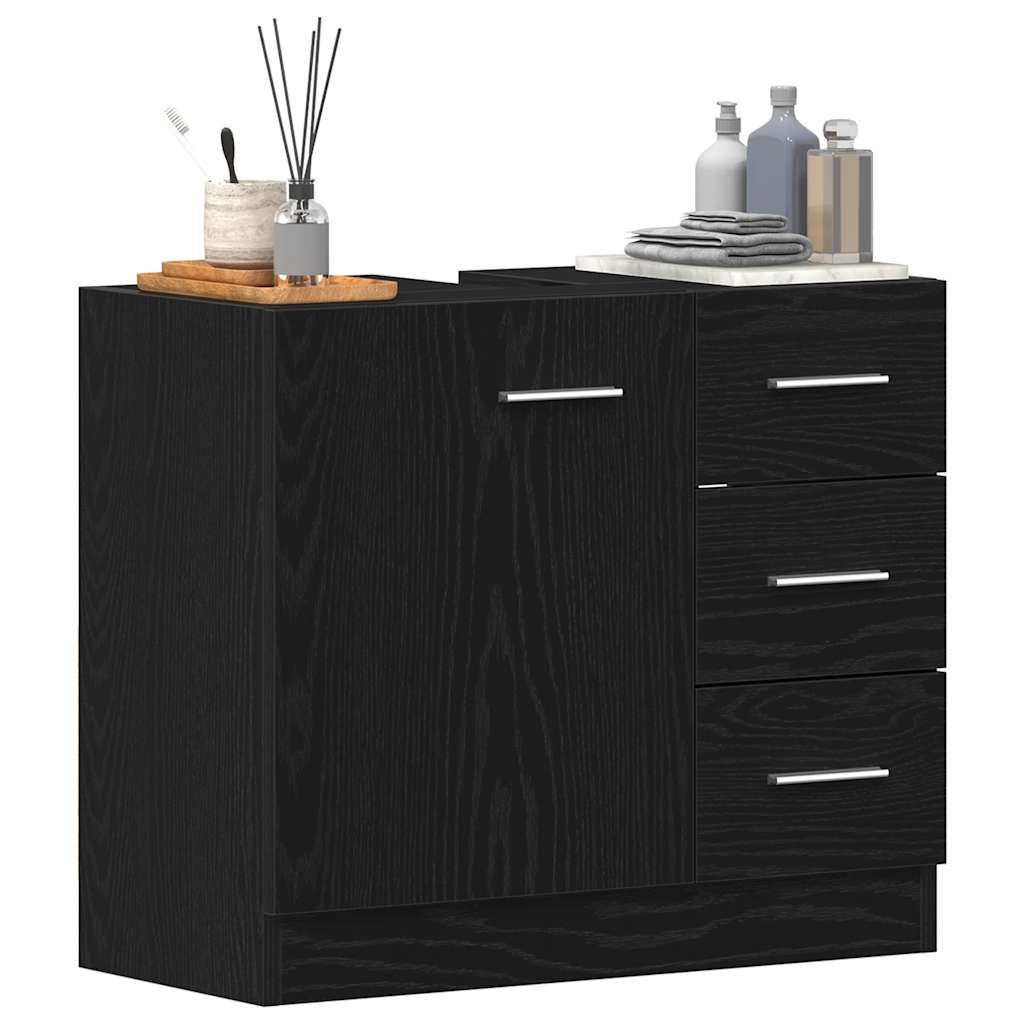 Washbasin Cabinet Black Oak Look 63x30x54 cm