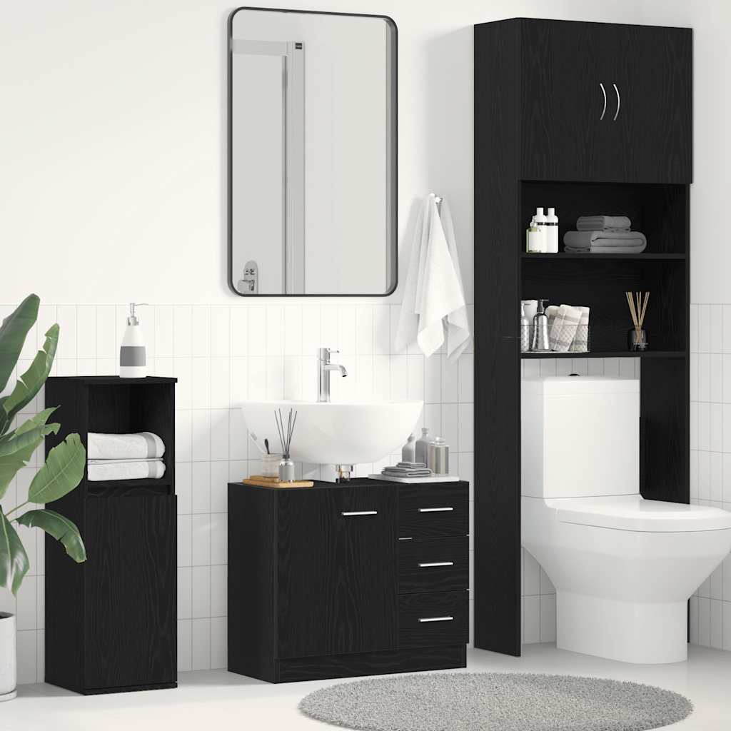 Washbasin Cabinet Black Oak Look 63x30x54 cm