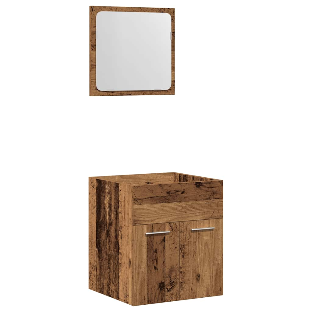 2-piece bathroom furniture set, old wood look, wood material