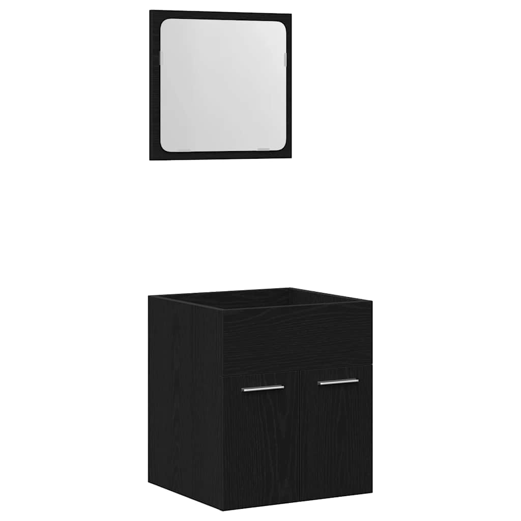 2-piece bathroom furniture set black oak look wood material