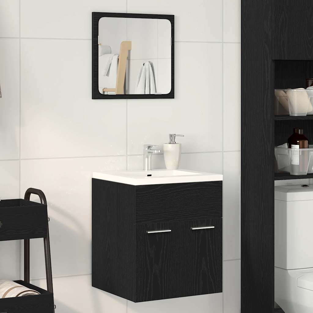 2-piece bathroom furniture set black oak look wood material