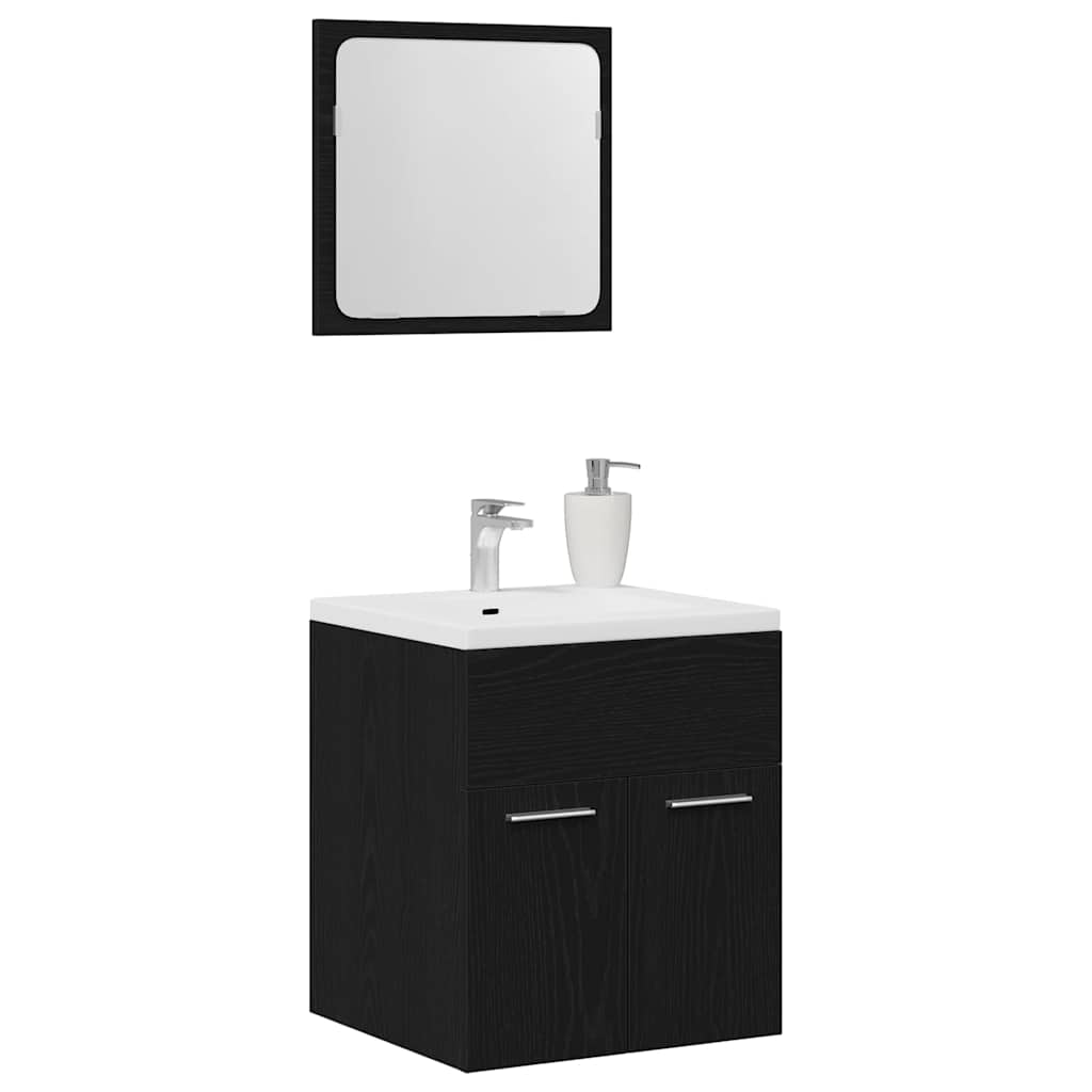 2-piece bathroom furniture set black oak look wood material