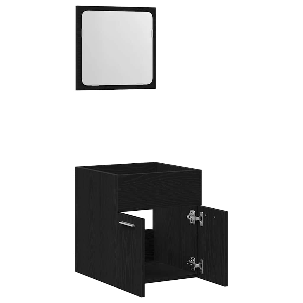 2-piece bathroom furniture set black oak look wood material