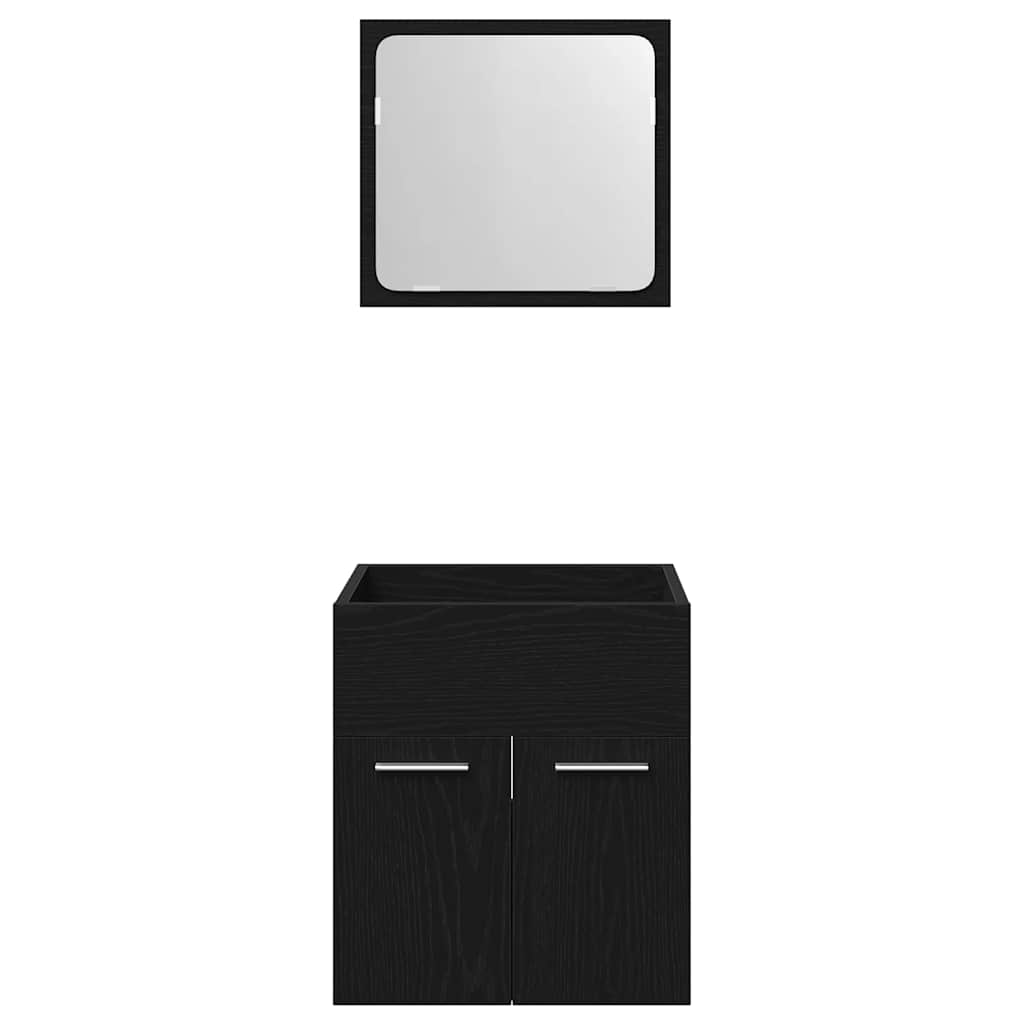 2-piece bathroom furniture set black oak look wood material