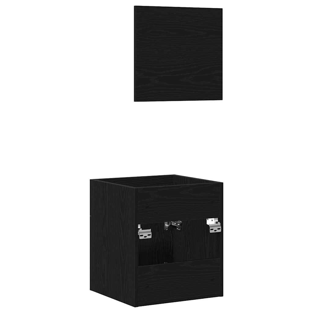 2-piece bathroom furniture set black oak look wood material