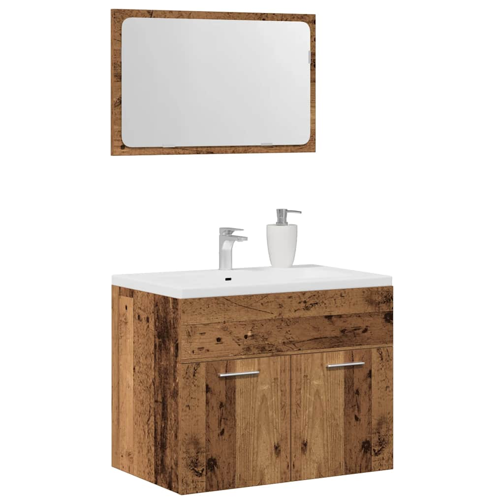 2-piece bathroom furniture set, old wood look, wood material