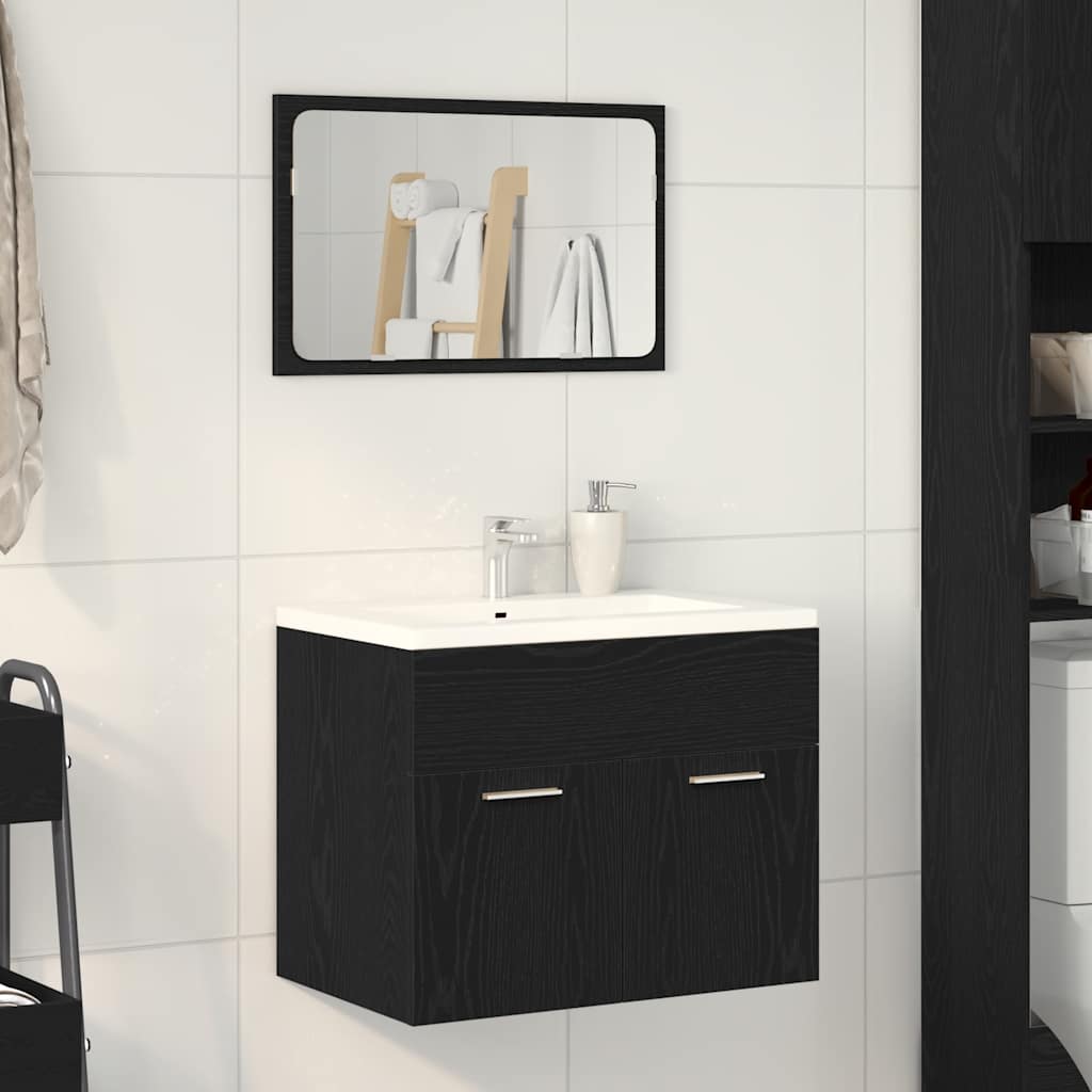 2-piece bathroom furniture set black oak look wood material