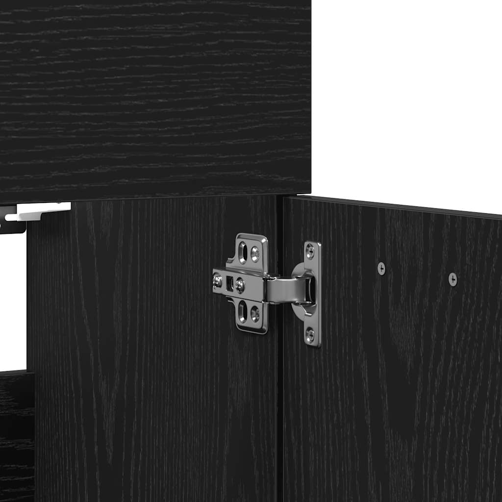 2-piece bathroom furniture set black oak look wood material