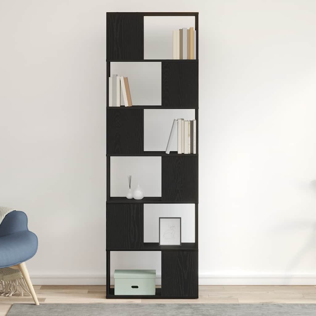 Bookshelf/Room Divider Black Oak Look 60x24x186 cm