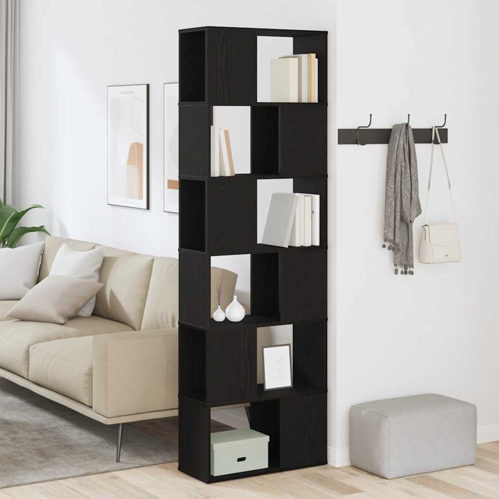 Bookshelf/Room Divider Black Oak Look 60x24x186 cm