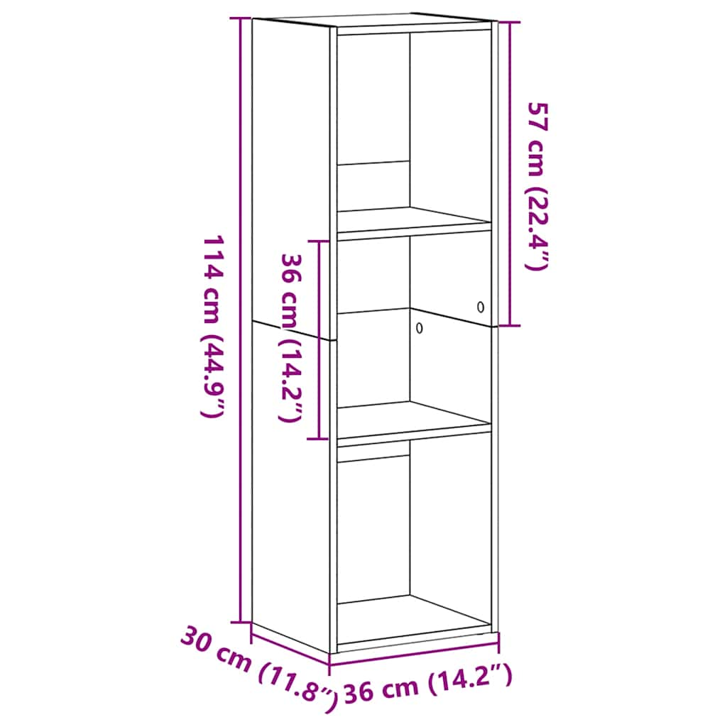 Bookshelf Black Oak Look 36x30x114 cm Wood Material