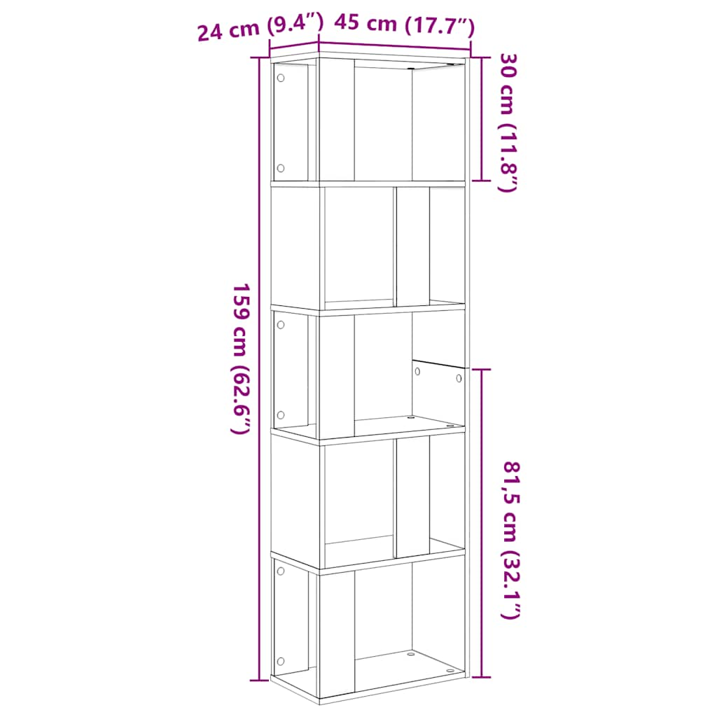 Bookshelf/Room Divider Black Oak Look 45x24x159 cm