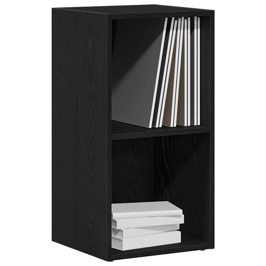 LP-Aufbewahrungsbox Schwarz Eichen-Optik 71x34x36cm