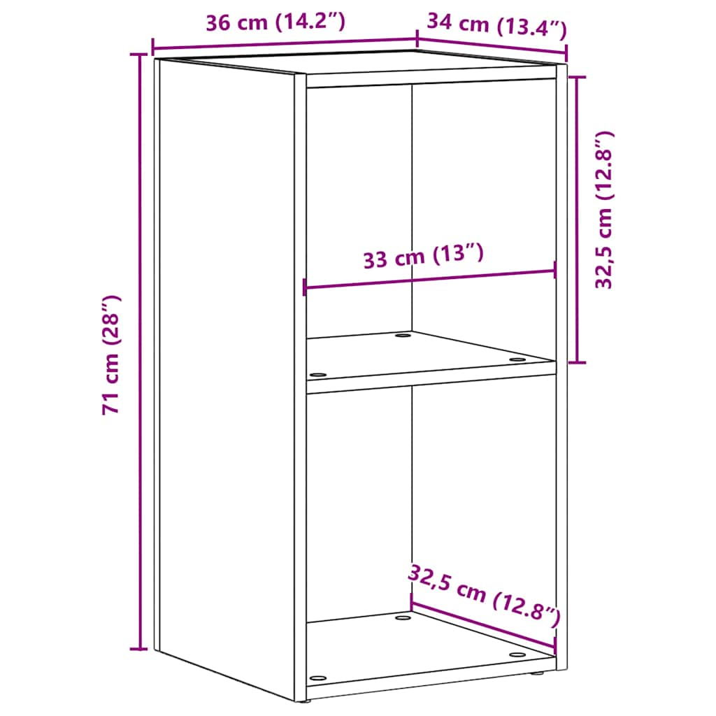 LP-Aufbewahrungsbox Schwarz Eichen-Optik 71x34x36cm