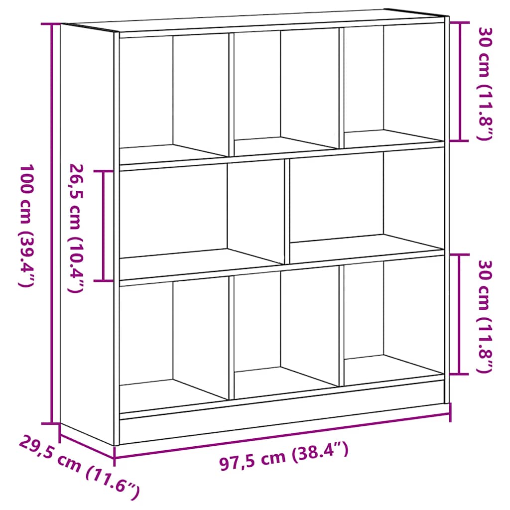 Bookshelf Black Oak Look 97.5x29.5x100 cm Wood Material