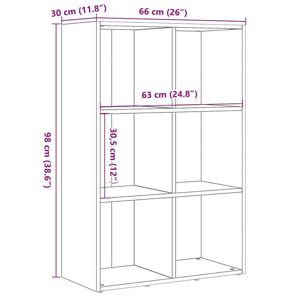 Bücherregal Braun Eichen-Optik 66x30x98 cm Holzwerkstoff