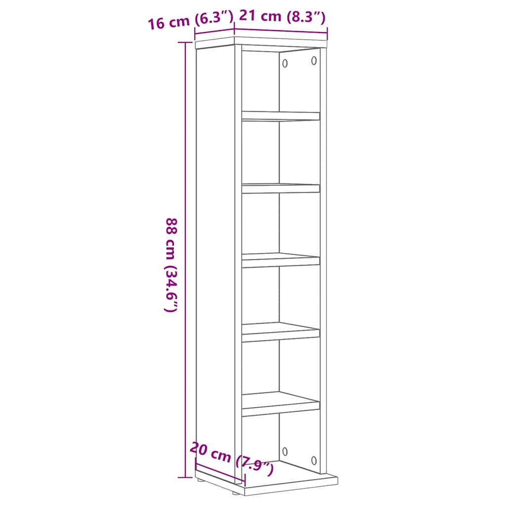 CD Cabinet Black Oak Look 21x20x88 cm Wood Material