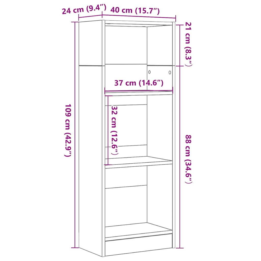 Bücherregal Schwarz Eichen-Optik 40x24x109 cm Holzwerkstoff