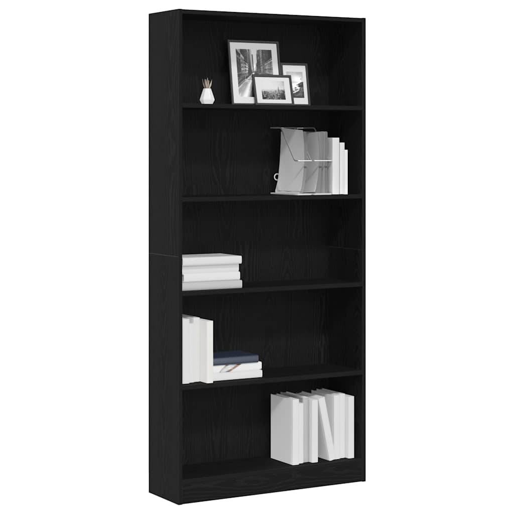 Bookshelf Black Oak Look 80x24x176 cm Wood Material