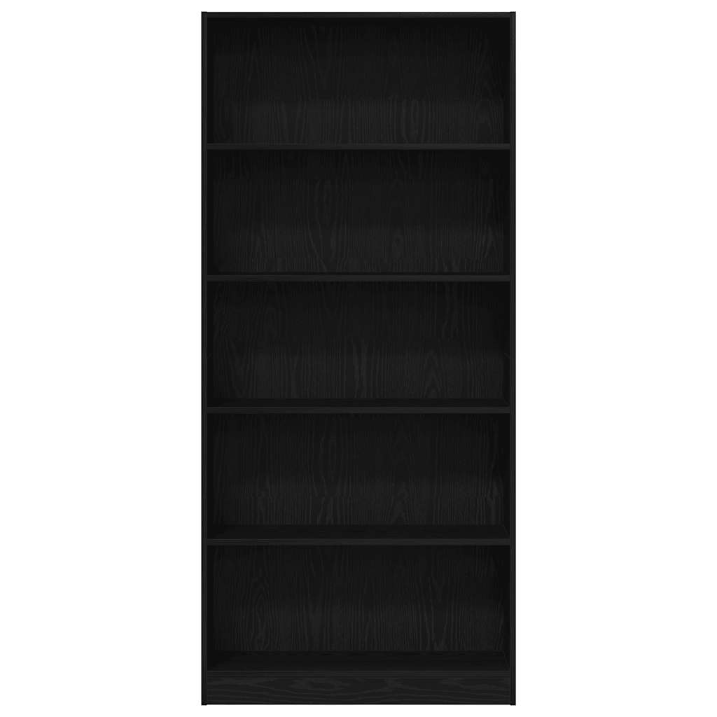 Bookshelf Black Oak Look 80x24x176 cm Wood Material