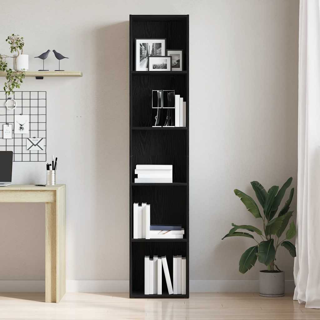 Bookshelf Black Oak Look 40x30x189 cm Wood Material