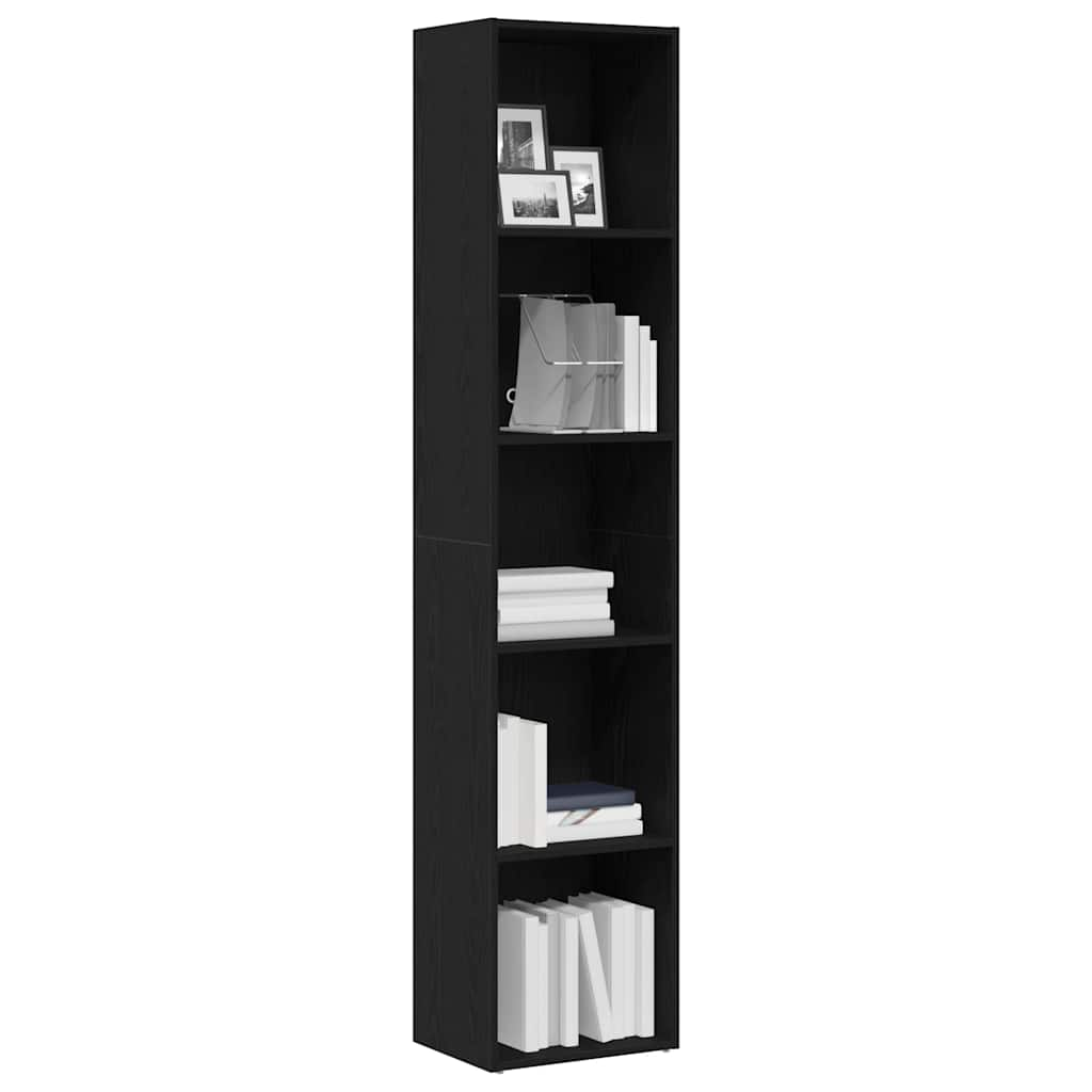 Bookshelf Black Oak Look 40x30x189 cm Wood Material