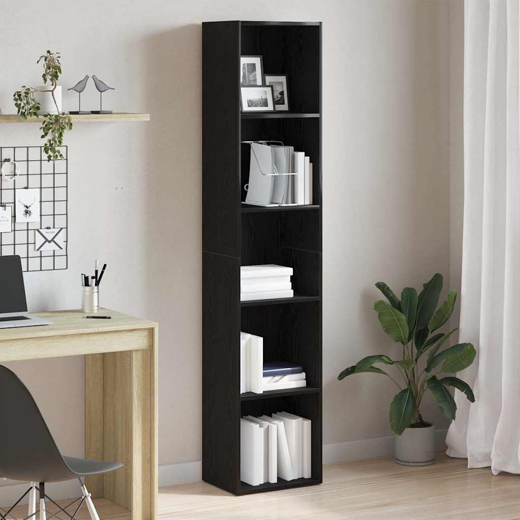 Bookshelf Black Oak Look 40x30x189 cm Wood Material