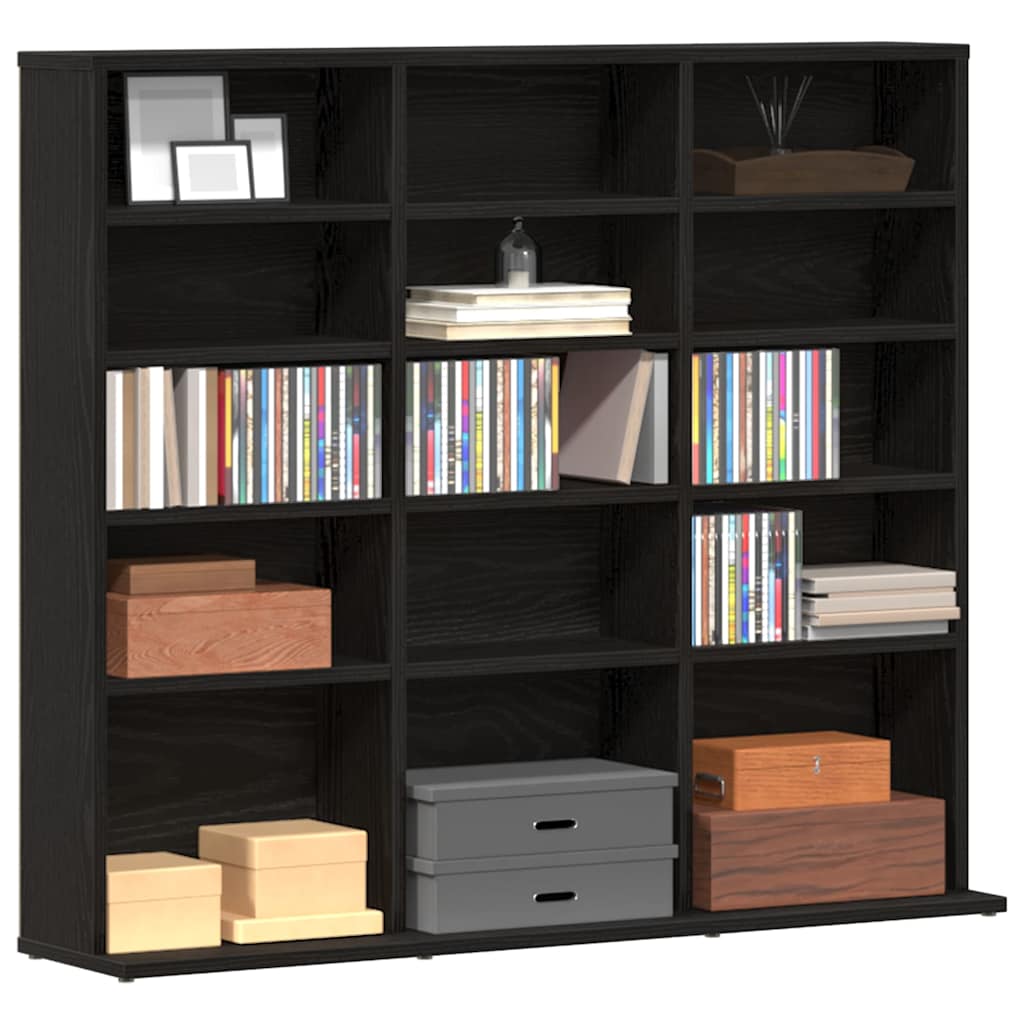 CD-Schrank Schwarz Eichen-Optik 100,5x23x89,5 cm Holzwerkstoff