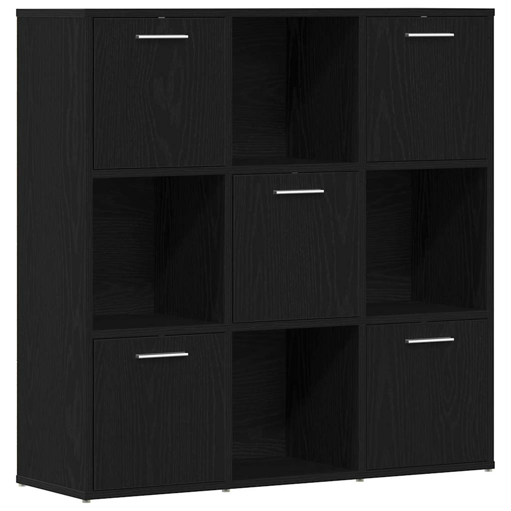 Bücherschrank Schwarz Eichen-Optik 90x28x90 cm Holzwerkstoff