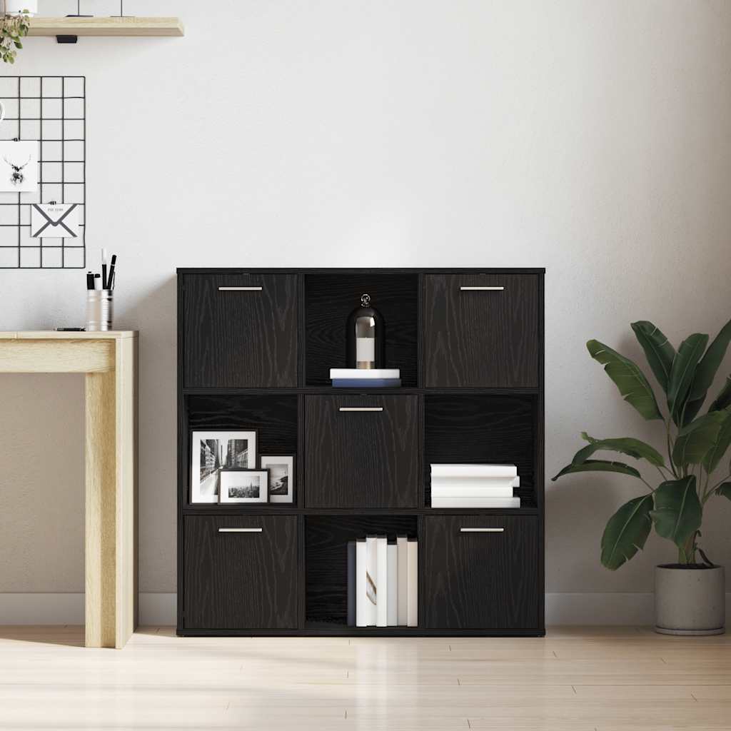 Bücherschrank Schwarz Eichen-Optik 90x28x90 cm Holzwerkstoff