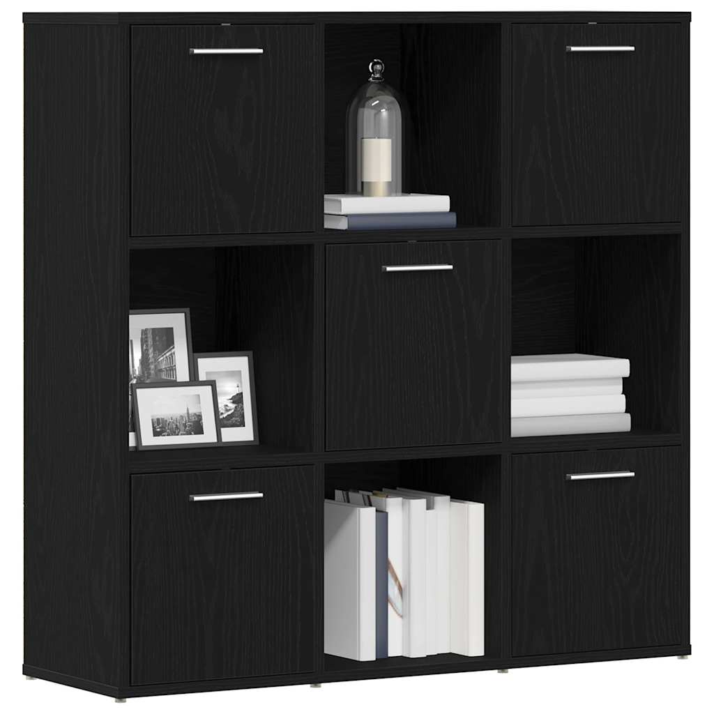 Bücherschrank Schwarz Eichen-Optik 90x28x90 cm Holzwerkstoff