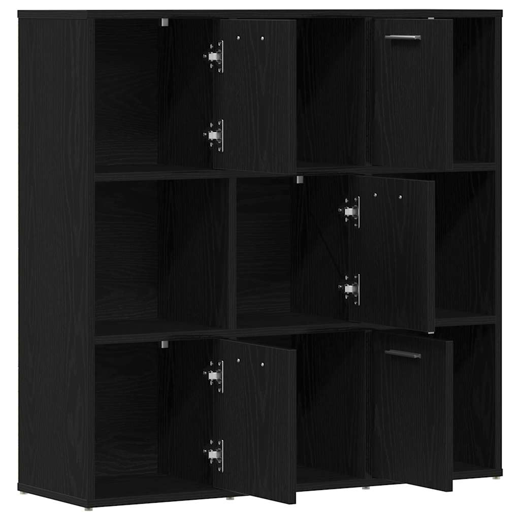 Bücherschrank Schwarz Eichen-Optik 90x28x90 cm Holzwerkstoff