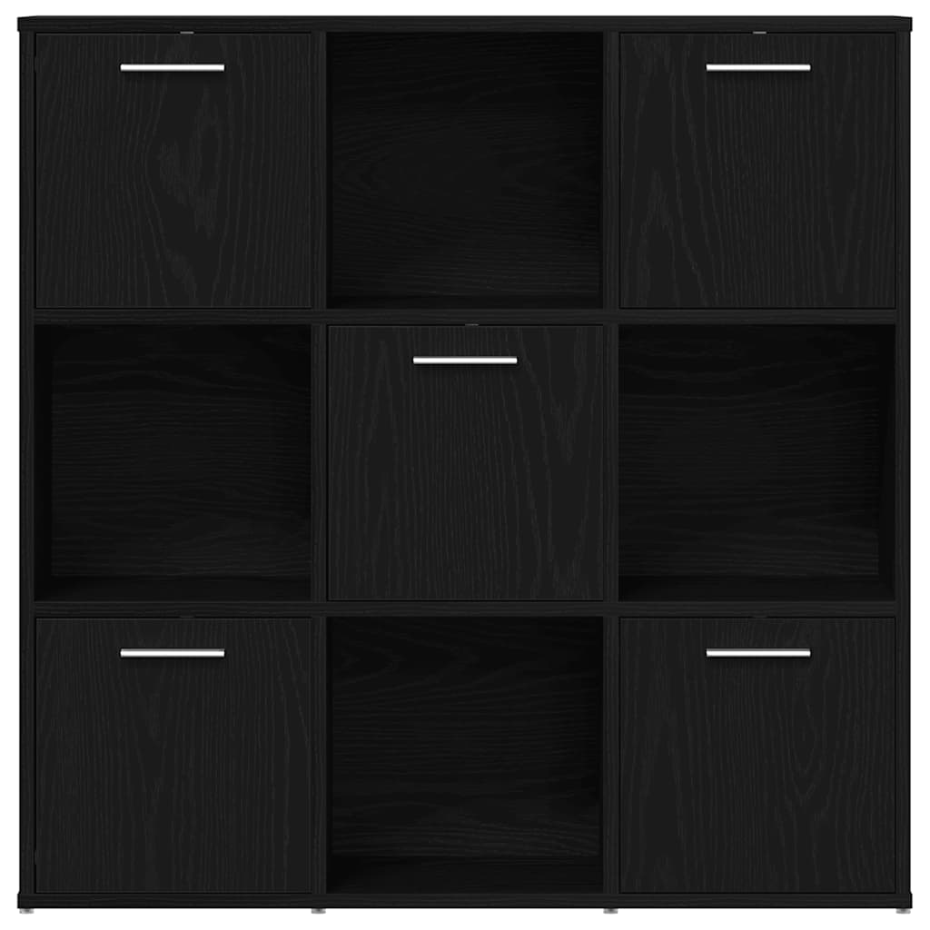 Bücherschrank Schwarz Eichen-Optik 90x28x90 cm Holzwerkstoff